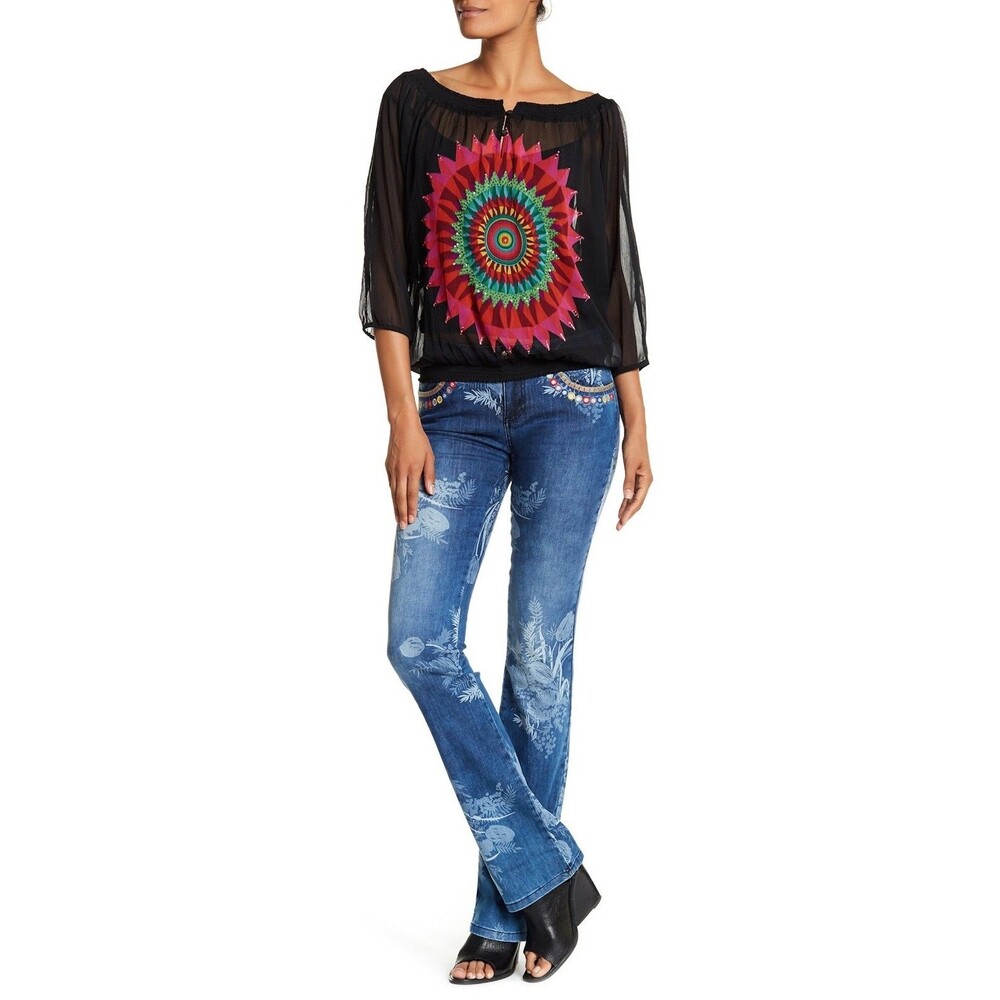 Desigual Triana Embroidered Floral Print Jeans